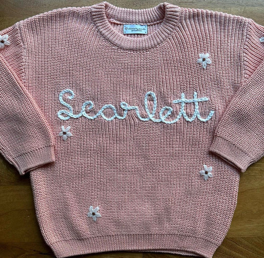 Custom Embroidered Pullover with Flowers 0-3 Months